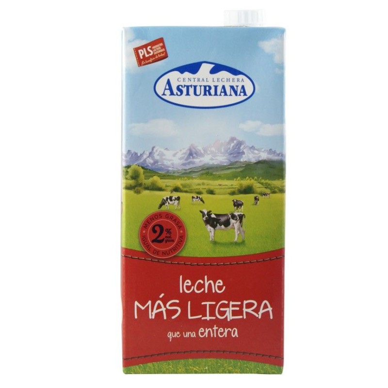 Leche entera Asturiana Ligera 1 litro pack 6 bricks