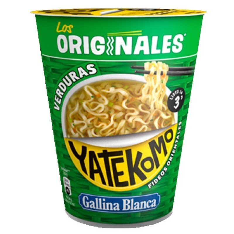 Fideos orientales instantáneos con verduras Yatekomo Gallina Blanca vaso 59 g