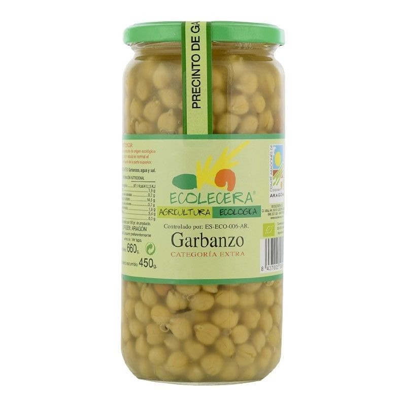 Garbanzos cocido ecológicos Ecolecera 720 g