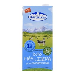 Leche semidesnatada Asturiana Ligera 1 litro pack 6 bricks