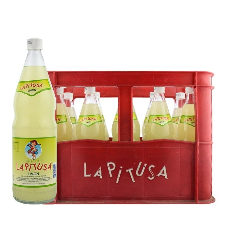 Refresco de limón con gas La Pitusa 1 litro caja 10 botellas retornables