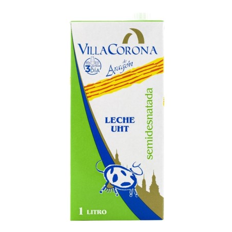 Leche semidesnatada Villacorona 1 litro pack de 6 bricks