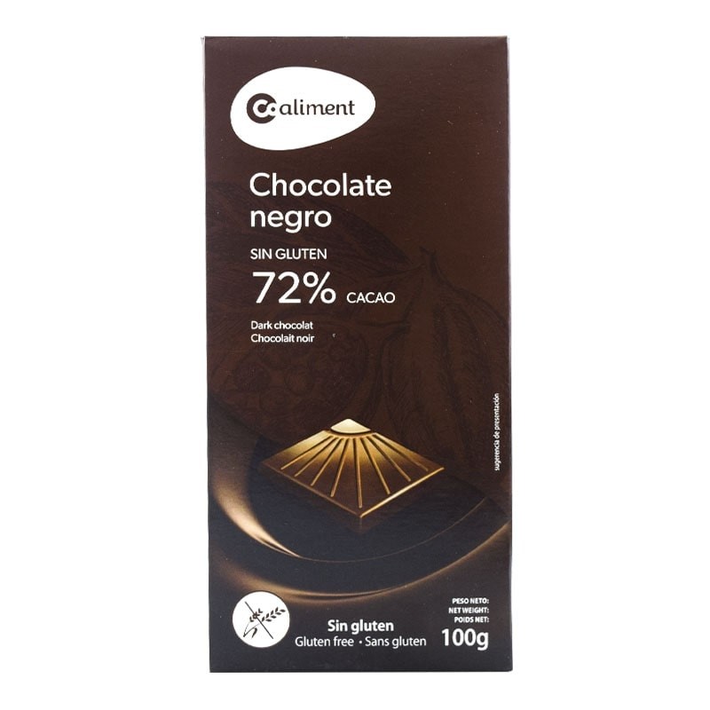 Chocolate negro 72% cacao sin azúcar Coaliment tableta 100 g