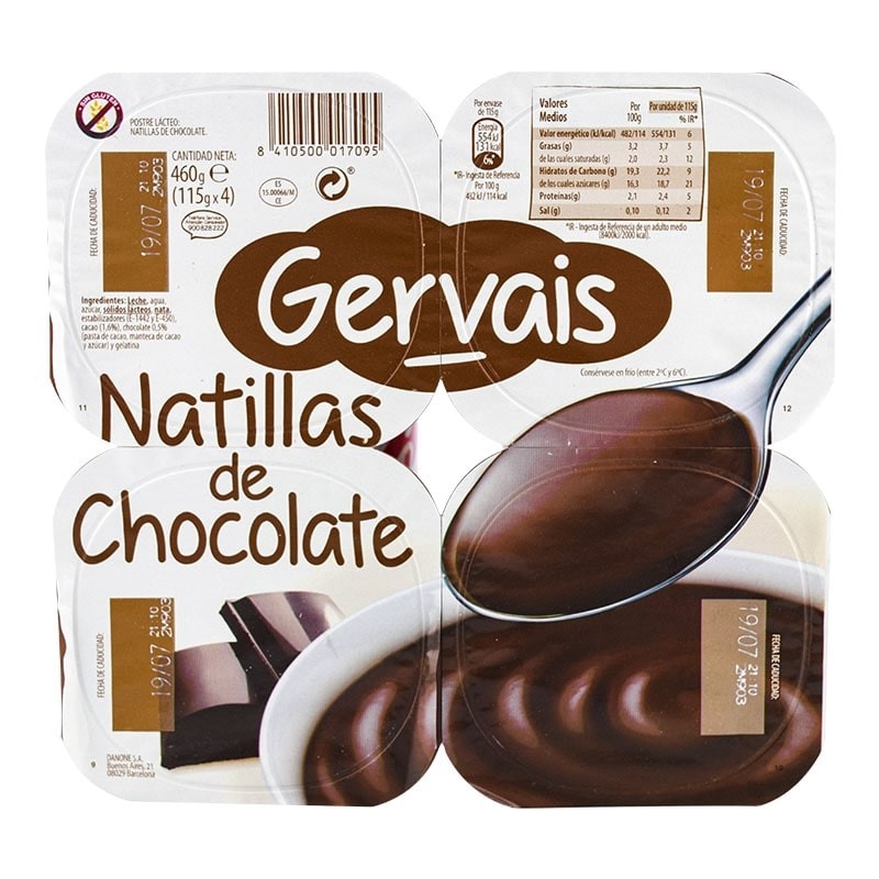 Natillas de chocolate Gervais 4x115 g Natillas de chocolate Gervais 4x115 g