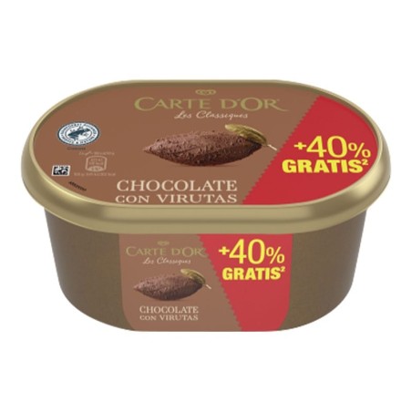 Helado chocolate Carte D'or tarrina 1 litro + 40% gratis