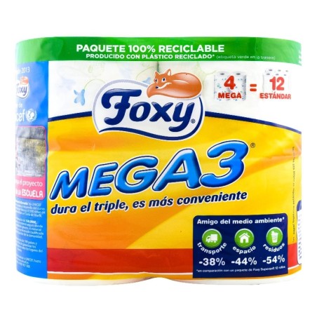 Papel higiénico decorado dobe capa Foxy Mega3 4 rollos