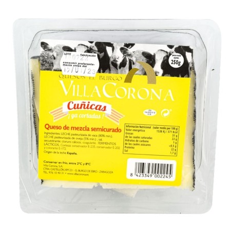 Queso de mezcla semicurado cortado Villacorona cuña 250 g
