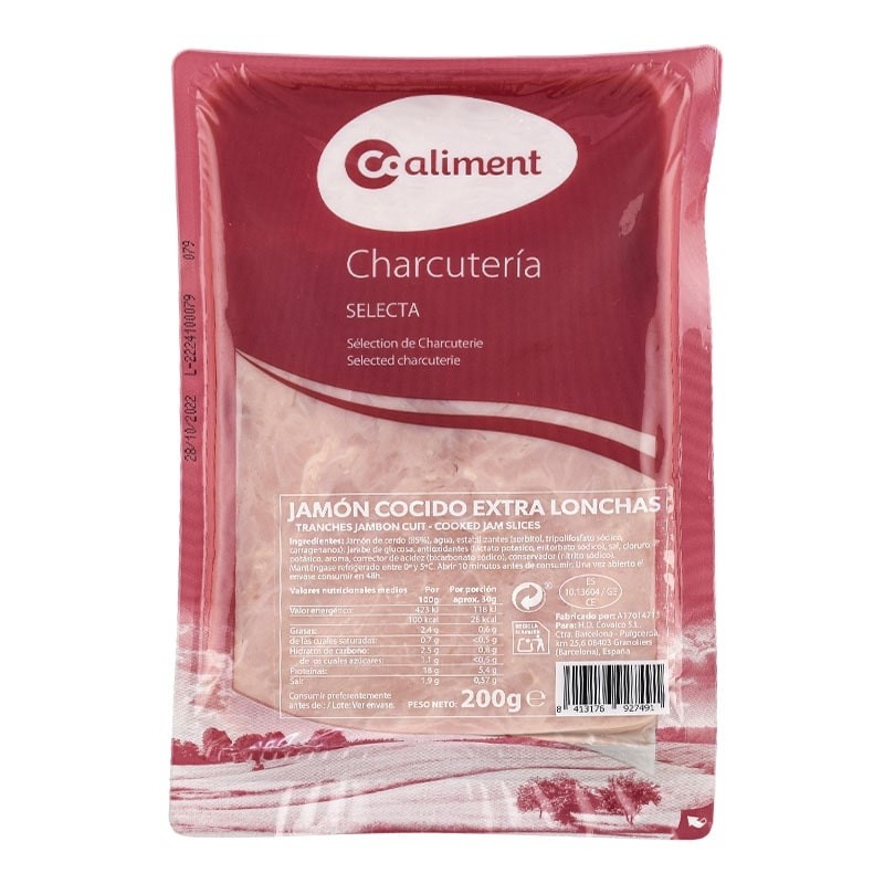 Jamón cocido extra Coaliment 200 g Jamón cocido extra Coaliment 200 g