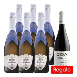 Cava Reyes de Aragón semi seco pack 6 botellas + Regalo Tinto joven Corona de Aragón