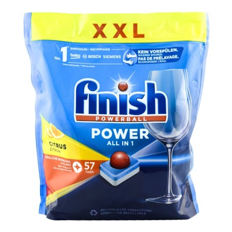 Detergente lavavajillas Finish Powerball limón Todo en 1 57 pastillas