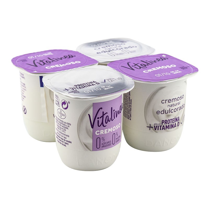 Yogur Danone Vitalinea 0% natural cremoso edulcorado 4x120 g
