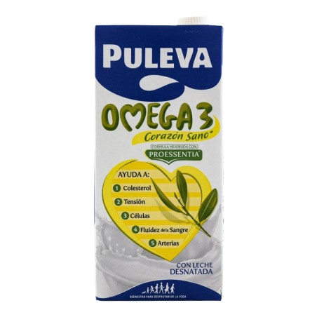 Leche desnatada Puleva Omega 3 1 litro pack 6 bricks