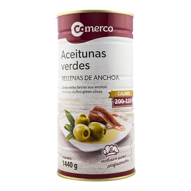 Aceitunas verdes rellenas de anchoa Comerco 1440 g Aceitunas verdes rellenas de anchoa Comerco 1440 g
