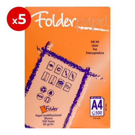 Papel DIN A4 80 g Folderpapel caja 5 paquetes de 500 hojas