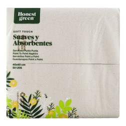 Servilleta de papel doble capa biodegradable 40x40 cm Honest Green 50 ud