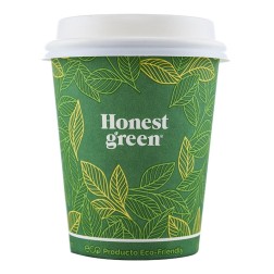 Vaso con tapa de cartón desechable biodegradable 250 ml Honest Green 25 ud