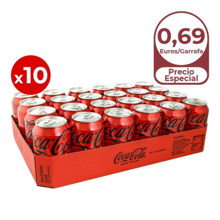 Coca Cola Zero 33 cl 10 packs de 24 latas-Importación