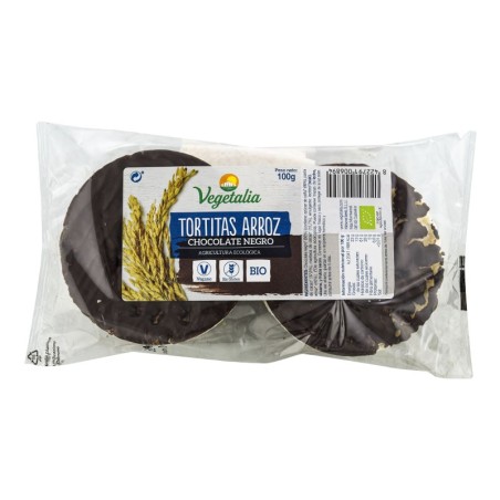 Tortitas de arroz con chocolate negro ecológicas veganas sin gluten Vegetalia 100 g
