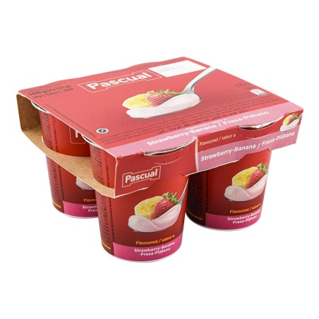 Yogur de fresa y plátano Pascual 4x120 g