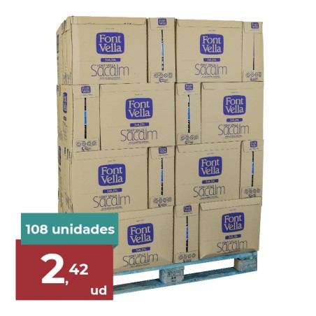 Agua mineral Font Vella 6.25 litros palet 36 cajas de 3 garrafas