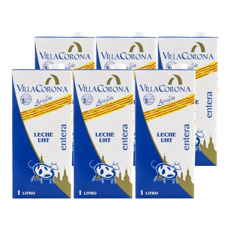 Leche entera Villa Corona 1 litro pack de 6 bricks
