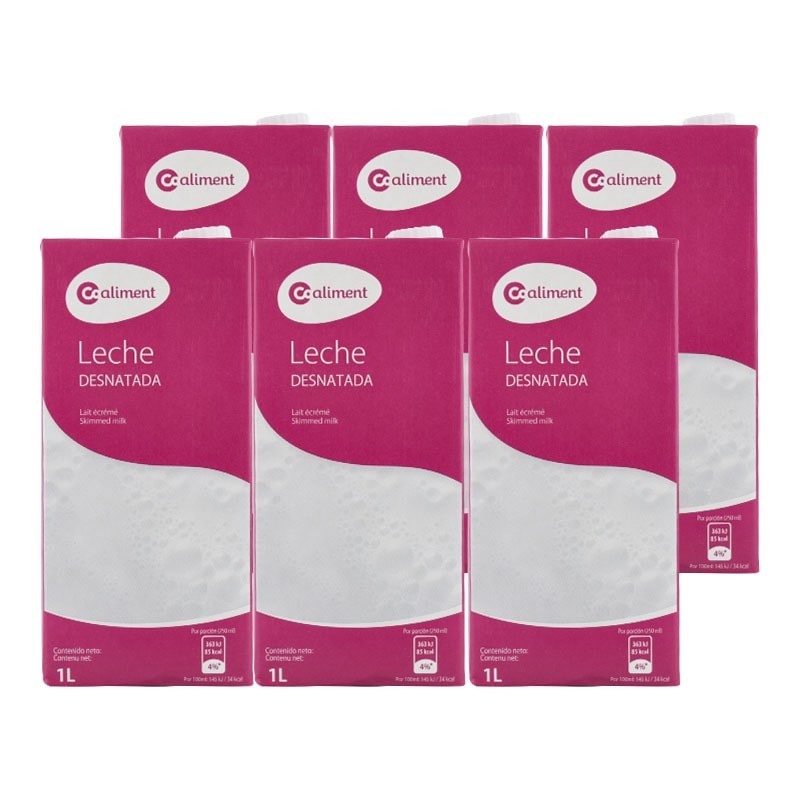 Leche desnatada Coaliment 1 litro pack 6 bricks Leche desnatada Coaliment 1 litro pack 6 bricks