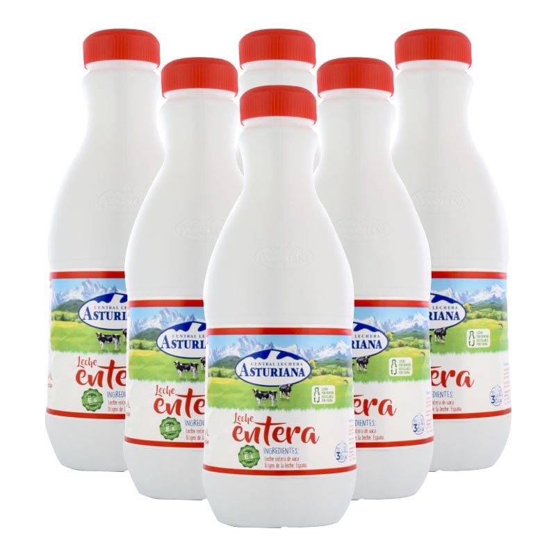 Leche entera Asturiana 1.5 litros pack 6 botellas Leche entera Asturiana 1.5 litros pack 6 botellas
