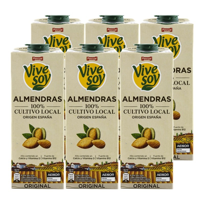 Bebida De Almendras Vivesoy 1 Litro Pack 6 Bricks
