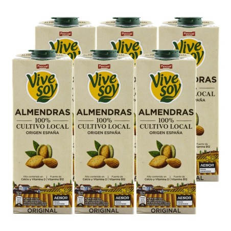 Bebida de almendras Vivesoy 1 litro pack 6 bricks