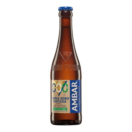 Cerveza tostada sin alcohol sin azúcar Ambar Triple Zero Tostada 33 cl pack 24 botellines