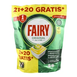 Lavavajillas Fairy Todo en uno limón 21 + 20 cápsulas gratis