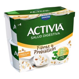 Yogur natural con cereales Activia Fibras y Probióticos 4x115 g