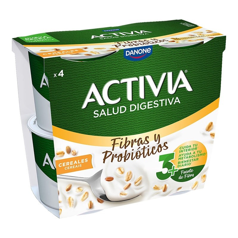 Yogur natural con cereales Activia Fibras y Probióticos 4x115 g Yogur natural con cereales Activia Fibras y Probióticos 4x115 g