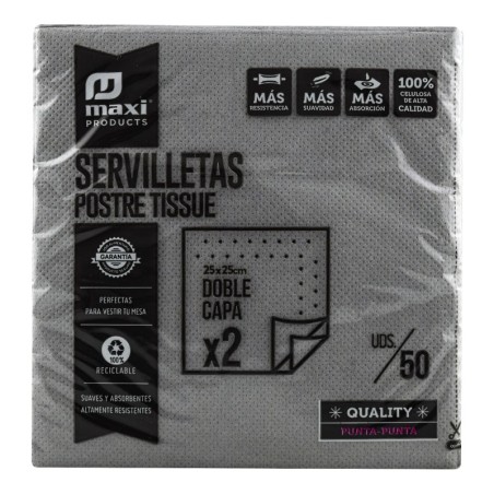 Servilleta de papel doble capa reciclable 25x25 cm Maxi Products 50 ud