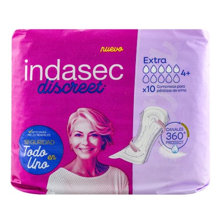 Compresas para pérdidas de orina Indasec Discreet Extra 4+ 10 ud