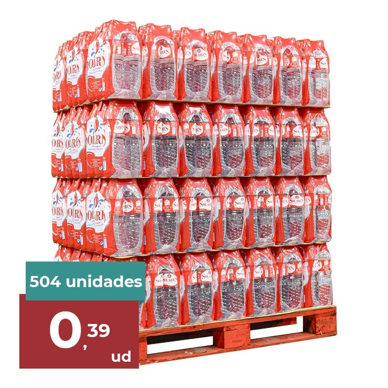Agua mineral Solares 1.5 litros palet 84 packs de 6 botellas