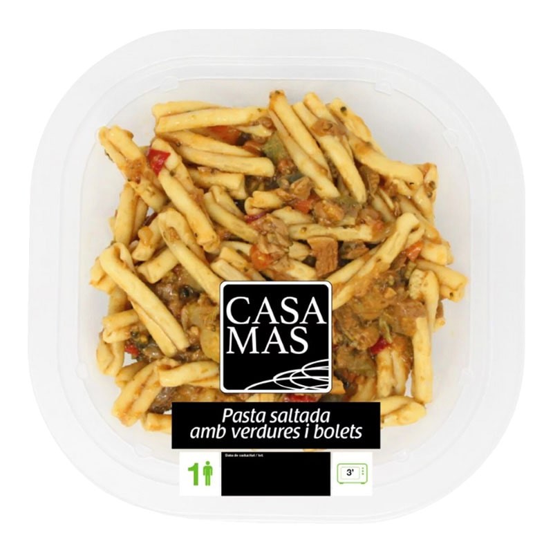 Pasta con verduras y setas Casa Mas 1 ración 250 g Pasta con verduras y setas Casa Mas 1 ración 250 g