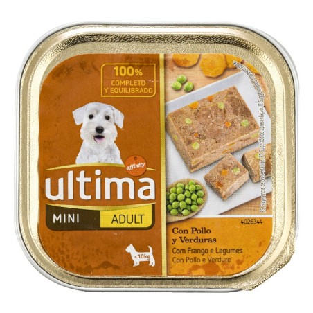 Comida húmeda para perros adultos mini con pollo y verduras Ultima tarrina 150 g