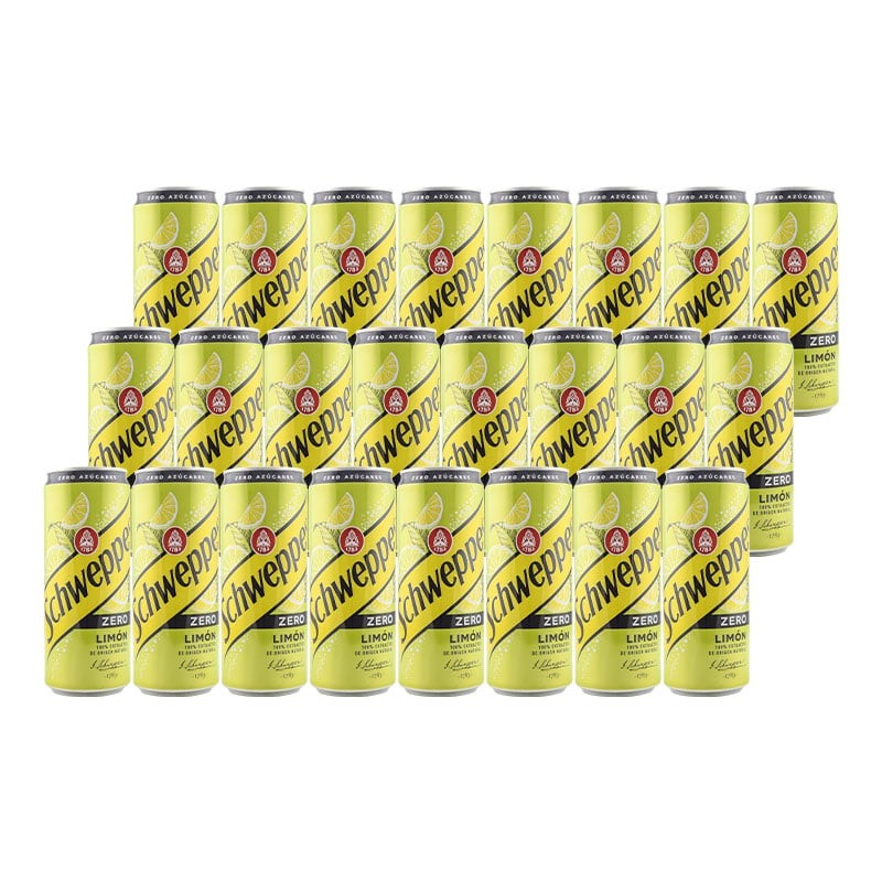Refresco Schweppes limón Zero 33 cl pack 24 latas Refresco Schweppes limón Zero 33 cl pack 24 latas