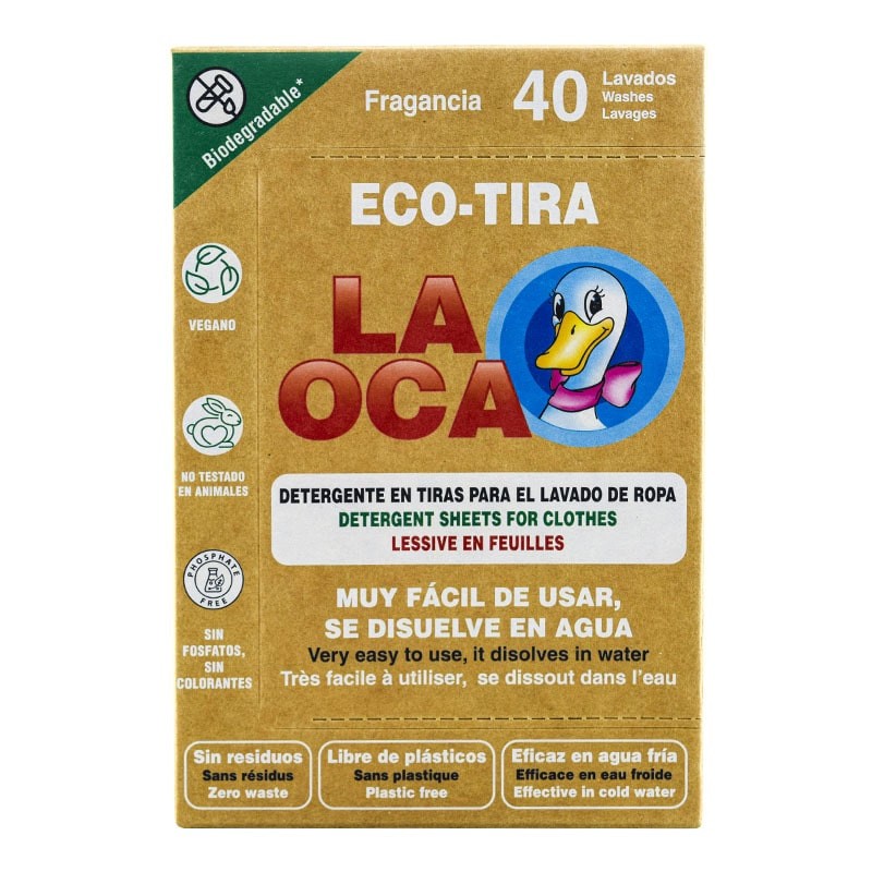 Detergente en tiras para la ropa biodegradables La Oca 40 ud