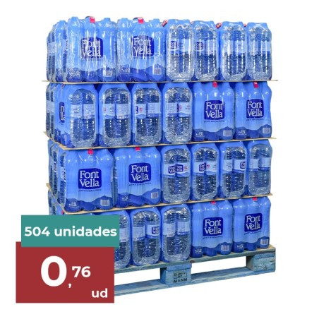 Agua mineral Font Vella 1.5 litros palet 84 packs de 6 botellas