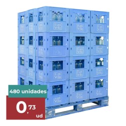 Agua mineral Font Vella 1 litro palet 40 cajas de 12 botellas cristal retornable - Zaragoza