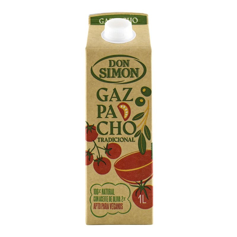 Gazpacho tradicional con aceite de oliva Don Simón brick 1 litro