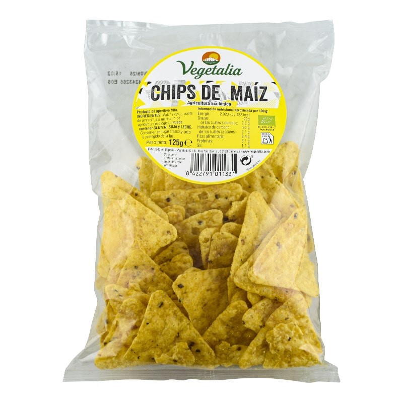 Nachos de maíz ecológicos Vegetalia bolsa 125 g Nachos de maíz ecológicos Vegetalia bolsa 125 g