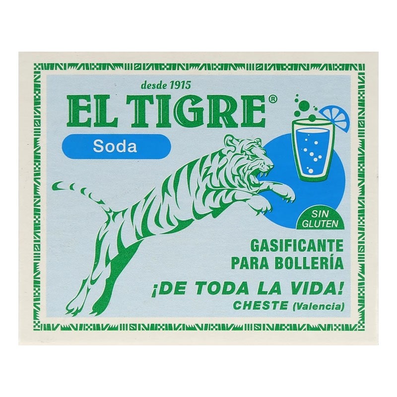 Soda gasificante para repostería sin gluten El Tigre 8 sobres caja 39 g Soda gasificante para repostería sin gluten El Tigre 8 sobres caja 39 g