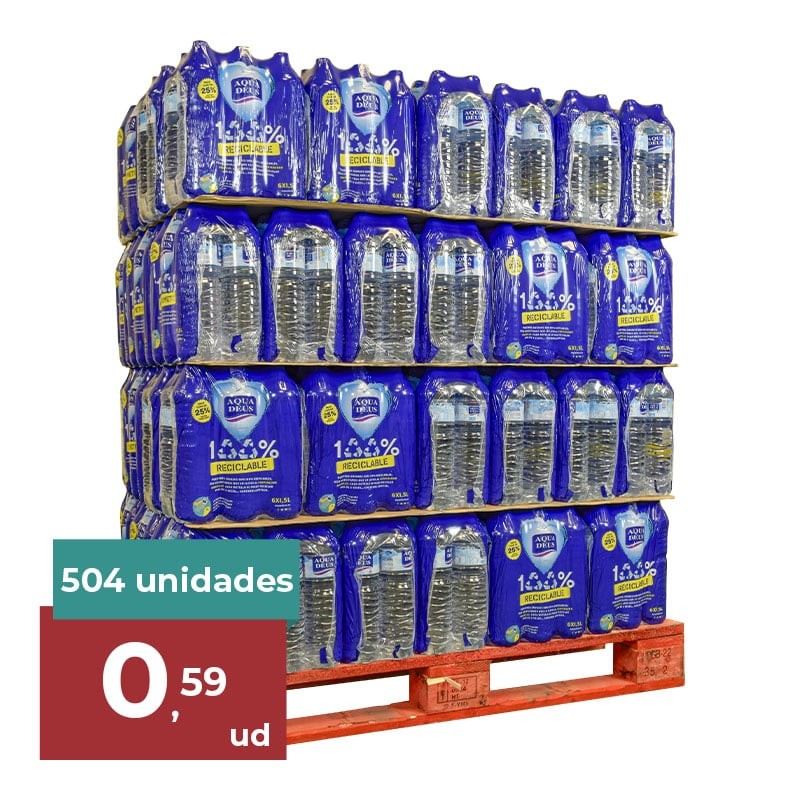 Agua mineral Aquadeus 1.5 litros palet 84 packs de 6 botellas Agua mineral Aquadeus 1.5 litros palet 84 packs de 6 botellas