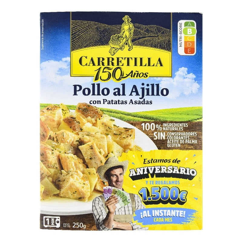 Pollo al ajillo con patatas asadas Carretilla bandeja 250 g Pollo al ajillo con patatas asadas Carretilla bandeja 250 g
