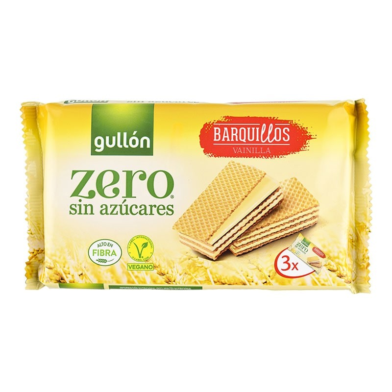 Barquillos rellenos de vainilla sin azúcar Gullón Zero 180 g Barquillos rellenos de vainilla sin azúcar Gullón Zero 180 g