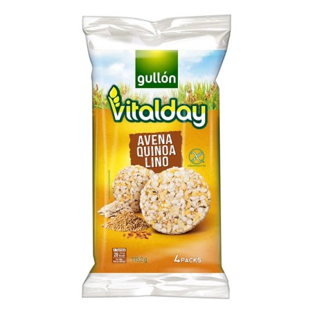 Tortitas de avena, quinoa y lino sin gluten Vitalday Gullón paquete 115.2 g