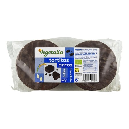 Tortitas de arroz con chocolate negro ecológicas Vegetalia 100 g